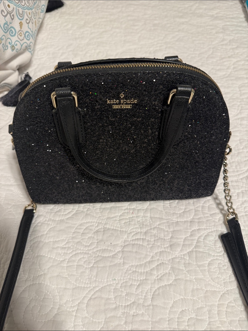 kate spade Black Glitter Dome Crossbody Satchel